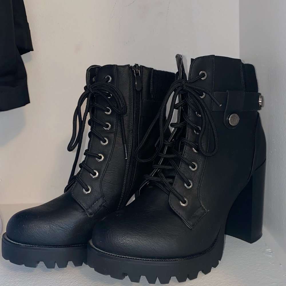 Leather Black Heeled Boots